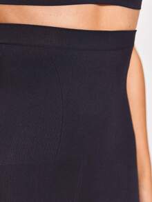 SHAPORA Quần short nữ màu trơn cạp cao, kiểu dáng thường ngày, đa năng, có chức năng định hình vóc dáng. - màu đen - Xem 7