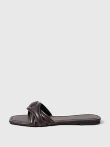 Sleekvia Sandal Musim Panas Wanita Multifungsi Modis Model Baru dengan Ujung Persegi, Sepatu Musim Panas - Coffee Brown - View 7