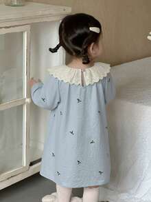 DAZY 女嬰圓領荷葉邊飾全身印花舒適居家服度假幼兒 - 淺藍色 - 查看 2