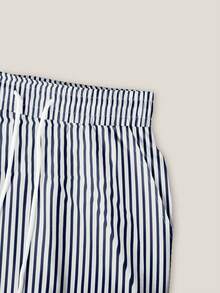 Resyla Women's Round Neck Cartoon Letter Print Short Sleeve Top And Striped Drawstring Waist Wide Leg Pants Casual Daily Suit - Royal Blue - View 7