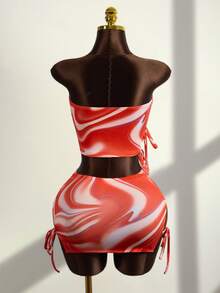 Zestiva 女士扎染印花抹胸上衣和紧身迷你裙性感两件套 - 彩色 - 查看 2