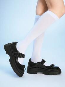 Sugerpunk Women's Bow Decor Buckle Design Platform Shoes 2000s Style - Black - View 5