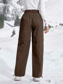 In My Nature Women's Drawstring Waist Pockets Casual Versatile Daily Wear Hiking Pants - Coffee Brown - View 7