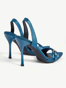 CUCCOO CHICEST Women's Fashionable & Elegant Buckle Pointed Toe Heeled Sandals, Summer - Blue - View 4