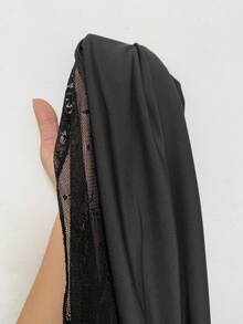 CovetEZ Áo không tay ren phối ren gợi cảm mùa hè dành cho nữ cỡ lớn - màu đen - Xem 7