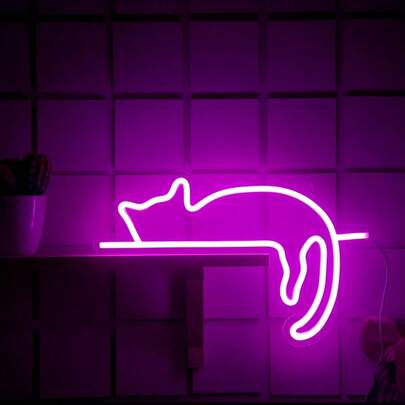 1 Biển hiệu đèn LED hình mèo lười, đèn acrylic có thể điều chỉnh độ sáng, cấp nguồn bằng USB, trang trí dễ thương cho người yêu thú cưng, phòng ngủ, phòng chơi game và tiệc tùng.