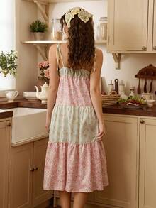 Tulorae Layered Cake Patchwork Ditsy Floral Camisole Nightgown For Women - Multicolor - View 2