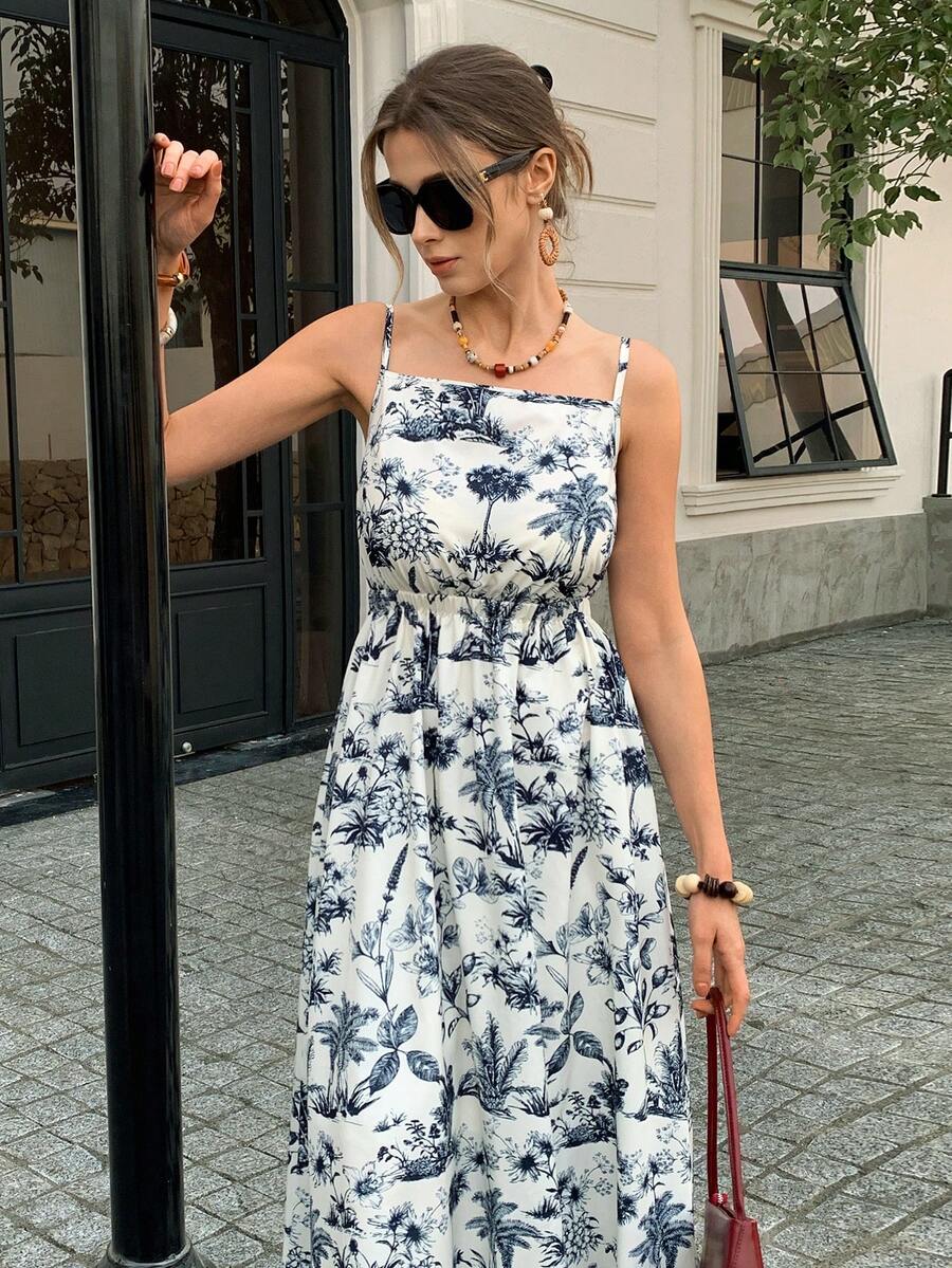 Elyressa 女士休闲棕榈树图案无袖连衣裙 - 随机花卉印花 - 彩色 - 查看 1