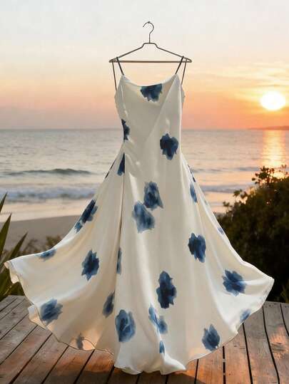 GlowEve Women's Floral Print Elegant Long Dress