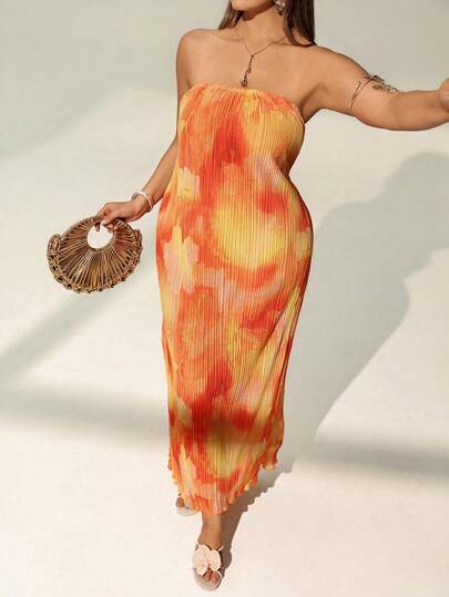 Auralis Plus Size Floral Print Backless Halter Dress, Casual Holiday