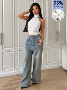 SHEIN EZwear 女士基础款纯色舒适背心 - 白色 - 查看 6