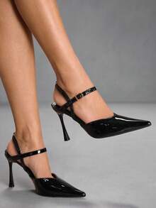 CUCCOO SZL Ladies' Fashion Party Pointed High Heel Pumps - Graphite Black - View 1