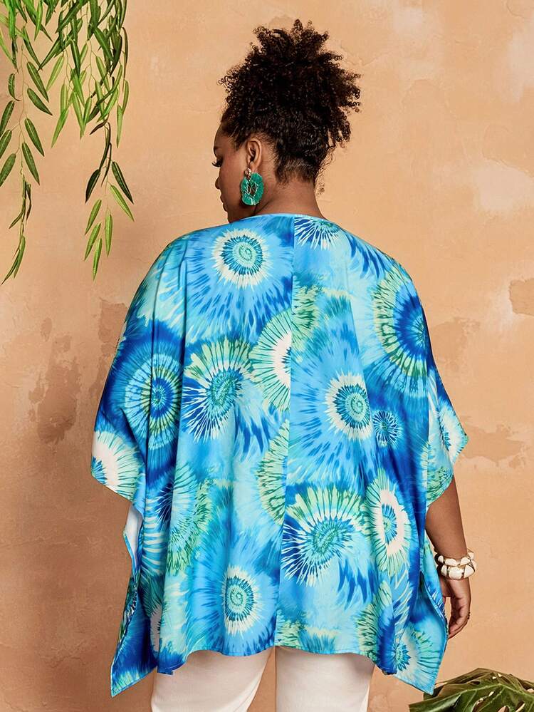 Plus Size Women Tie-Dye V-Neck Short Sleeve Loose Blouse Women Plus Size Tops Plus Size Women Summer Clothes Beach Vacation Outfit Woman Plus Size Summer Outfits Summer Clothes Spring Dress Spring Outfit Women Spring Clothing Beach Vacation Outfits For Women Vacation Dress Bohemian   Festival Outfits For Women Beach Outfits For Women