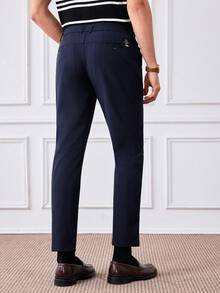 Officeau 男士字母刺绣口袋直筒休闲裤，修身时尚百搭，适合送给丈夫、男友，也适合朋友外出、聚会等场合。 - 寶藍色 - 查看 2