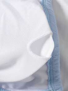 SHEIN Tween Girl Textured Knit Solid Blue Color Strapless Tie Metallic Jewelry Bikini Set For Summer, Bathing Suit Set /Beach Girl Outfit/ Swim Suits Two Pieces/ Bathing Suits For Teens Bikini Set Blue Bikini Summer Beach Swimwear Textured Bikini Light Blue Bikini Swimsuit - Baby Blue - View 6