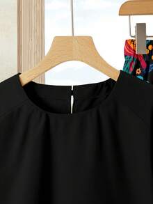 Rusticease 女士纯色上衣+印花度假休闲浪漫优雅中长裙套装（2件套），女士夏季套装，夏季中长裙套装，中长裙上衣套装，女士中长裙上衣套装，印花中长裙套装 - 彩色 - 查看 4