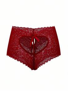 SHEIN 1 pieza Bragas de encaje sexy para mujer para salir - Burdeos - Ver 5