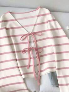 SHEIN LUNE Áo nữ tay loe dáng suông, in họa tiết, có dây rút, thích hợp cho mùa thu/đông. - Nhiều màu - Xem 4