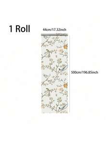 1卷精美花鸟壁纸 - 柠檬和葡萄叶图案，易撕易贴，防水可移除，适用于客厅、卧室、厨房和家具翻新 - 经久耐用，用途广泛，尺寸为17.32*118.11英寸 - 多色 - 查看 16