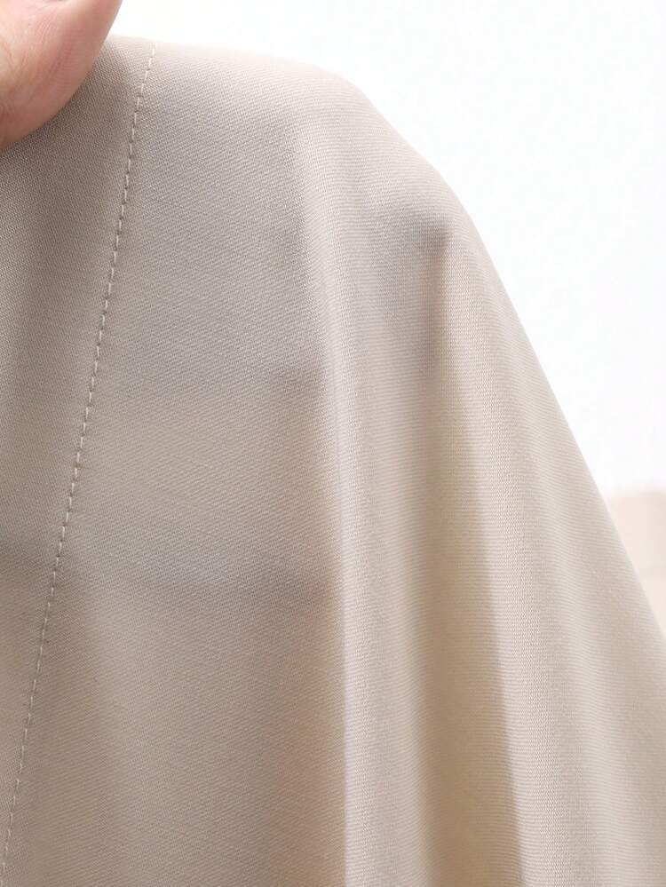 Apricot Color Collar Decor Long Sleeve Men's Shirt, Spring