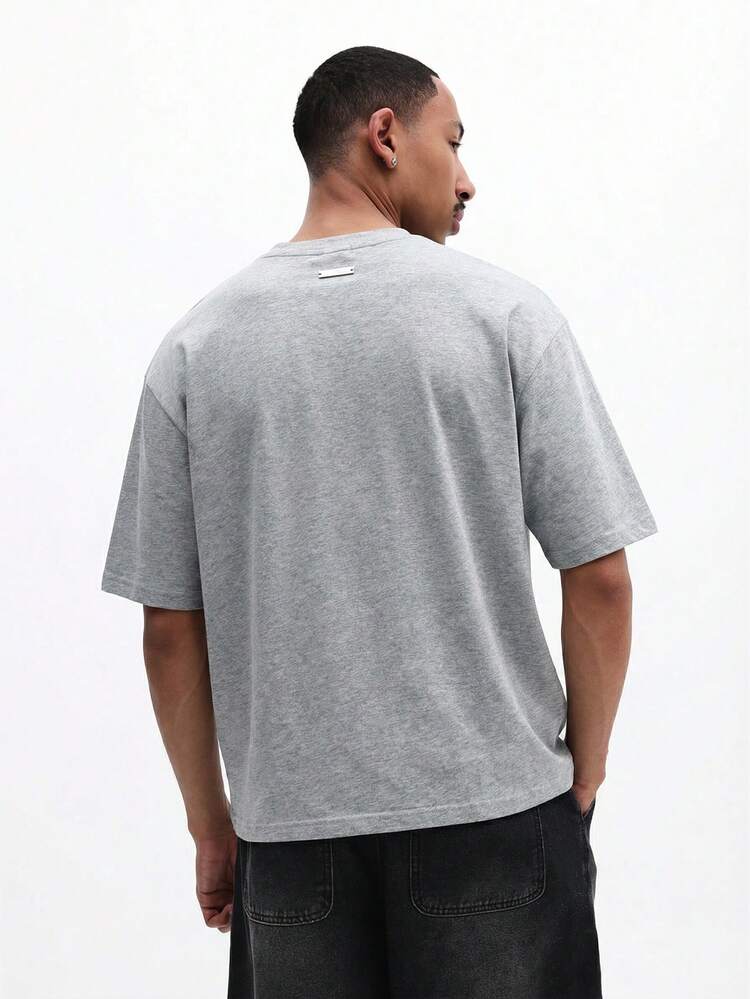 Herren Oversized Boxy Crop T-Shirt Kurzarm Rundhals Lässig Streetwear Top Sommer Frühling Relaxed Fit Baumwolle Tee Urban Fashion