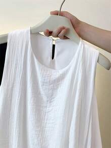 GlowEve 纹理不对称圆领度假风优雅时尚休闲法式女式衬衫 - 白色 - 查看 4