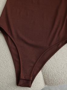 SHEIN Franclia 休闲百搭连体裤吊带上衣搭配卡其色短裤/半裙/阔腿裤，女士春夏两件套 - 卡其色 - 查看 4