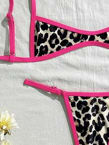 Swim Vcay Bộ bikini 2 mảnh họa tiết da báo gồm áo hai dây hở lưng và quần lọt khe, gợi cảm mùa hè. - Nhiều màu - Xem 4