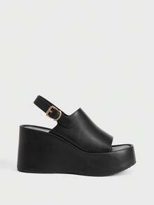 Sugerpunk Giày cao gót đế xuồng quai sau kiểu Nhật dành cho nữ, sandal đen phong cách punk cá tính. - màu đen - Xem 1