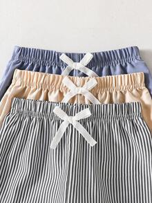 SHEIN Playful Pals 3件套幼儿男童绿色、黑色、灰色针织运动休闲短裤套装，94%棉，吸汗透气，恐龙提花图案，春夏新款，适合居家或户外穿着 - 彩色 - 查看 3
