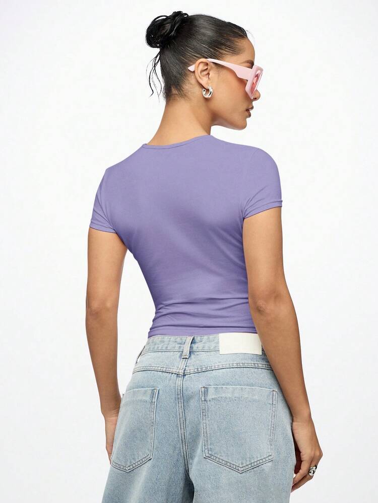 SUMWON WOMEN Video Vixen Retro Script Crop Top With Short Sleeves And Crew Neckline Graphic Tee Style Fitted Cotton Casual