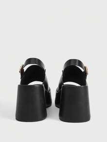 Sugerpunk Giày cao gót đế xuồng quai sau kiểu Nhật dành cho nữ, sandal đen phong cách punk cá tính. - màu đen - Xem 3