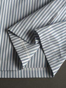 STYNVO Men's Summer Casual Striped Drawstring Waist Shorts - Blue and White - View 5