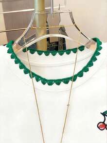 Resyla Áo thun nữ mùa hè thiết kế mới, họa tiết răng chó và thêu quả anh đào, màu trắng, thời trang và đa năng, phù hợp cho các buổi hẹn hò, áo thun ngắn tay nữ. - Nhiều màu - Xem 4