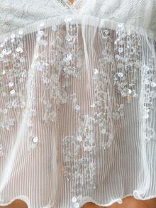 MainGRL 女士度假休闲亮片刺绣蕾丝拼接吊带背心白色上衣夏季上衣节日派对服装沙滩装优雅婚礼夏季上衣女士优雅夏季上衣 - 白色 - 查看 8