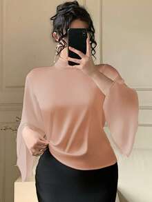 DAZY Áo sơ mi tay lửng 3/4, kiểu dáng sang trọng cao cấp, thanh lịch dành cho mùa hè. - Hồng - Xem 5