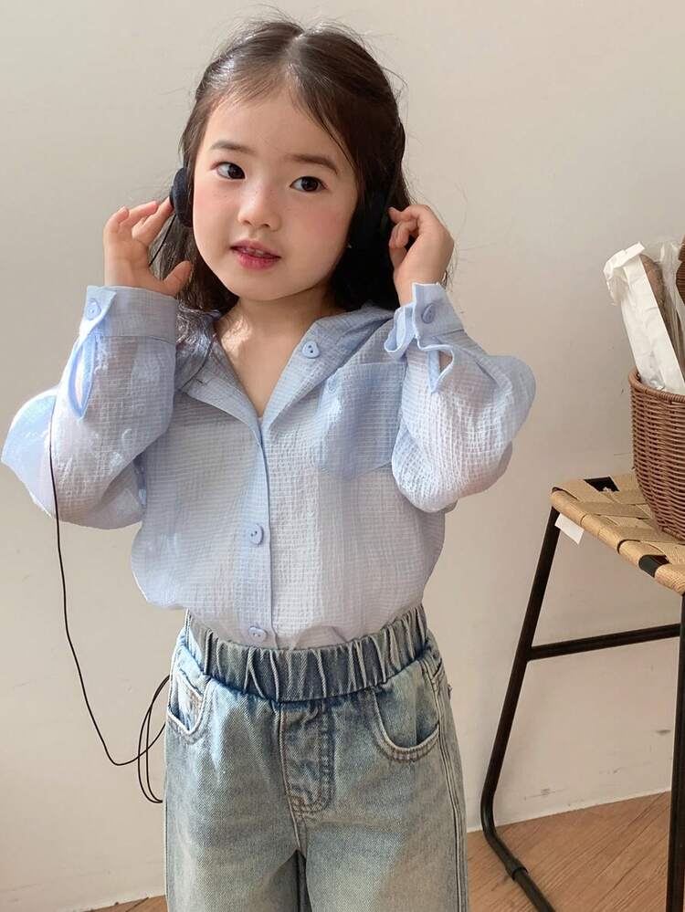 Toddler Girls' Hooded Striped Refreshing Korean Style Summer Top