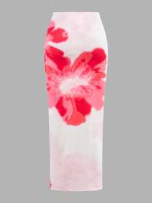 SHEIN Tween Girl Tropical Print Halter Maxi Dress 2 Pieces Set, Pink Vacation Style - Pink - View 10