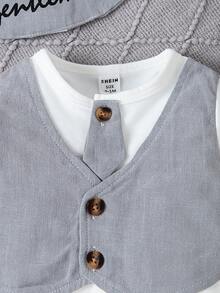 Souflis Souflis Baby Boy Fashion Color Block Gentleman Suit, Casual Outfit - Grey - View 6