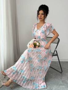 Modelyn Đầm nữ thanh lịch in hoa, viền bèo nhún, thích hợp cho mùa hè. - Nhiều màu - Xem 4