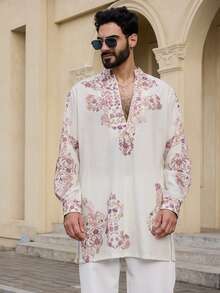 DAZY Mid-Length Printed Design Long Sleeve Men's Shirt Summer - Multicolor - View 5