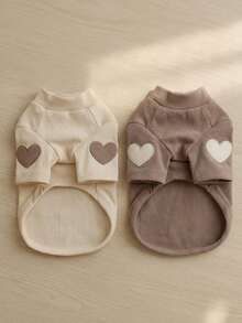 PETSIN Soft Stretch Fabric Skin-Friendly, Comfortable , Love-Shaped Pattern All Seasons Universal Daily Wear Pet Basic Shirt Small Medium Dogs Teddy Bear Pomeranian Shih Tzu Fashion Cute Pet Clothing Popular Pet Clothing Essential Daily Pet Clothing - Multicolor - View 1