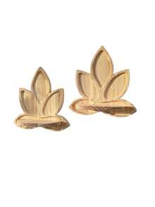 1/2 Pieces Natural Wooden Lotus Wall Rack - Bohemian Zen Floating Rack, Arc-Shaped Leaf Design, Pine Wood Material, Simple Wall-Mounted Storage Rack, Suitable For Living Room, Bedroom, Bathroom, Meditation Space - Space-Saving Decorative Storage Rack (Easy To Install) - Brown - View 5