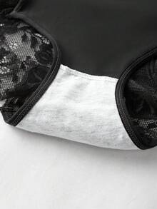 1件蕾丝拼接女士内裤 - 黑色 - 查看 5