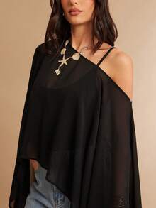 Silquee Áo choàng đen gợi cảm xuyên thấu và áo liền thân cổ chữ V sâu, thích hợp cho kỳ nghỉ, hẹn hò/dã ngoại/tiệc tùng/gặp gỡ, tiệc tùng sang trọng, tiệc cocktail, trang phục dự tiệc/hẹn hò/tiệc chiêu đãi, ngày Valentine và buổi tối đi chơi, váy dự tiệc cùng chị em, trang phục hẹn hò lãng mạn, lễ tốt nghiệp, câu lạc bộ. - màu đen - Xem 4