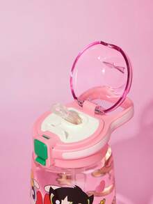 THE POWERPUFF GIRLS X SHEIN 16 Oz / 500 Ml Water Bottle With Silicone Straw And Spill-Proof Lid,Suitable For Travel, Tourism, And School - Baby Pink - View 6