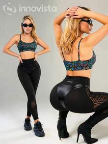 Innovista Ropa deportiva y de moda para mujer, apta para yoga y danza - Negro - Ver 3