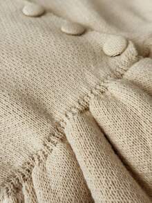 SHEIN Mirror Embellished Knit Vest Deep V With Tie Front - Apricot - View 7