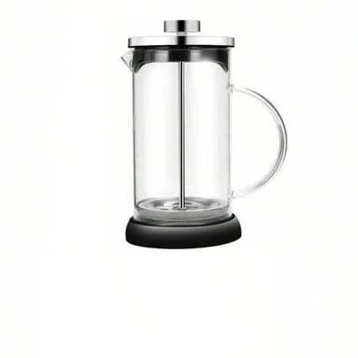 1个咖啡壶咖啡过滤茶壶茶漏时尚咖啡壶过滤茶壶迷你玻璃茶压壶，咖啡机，法式压滤壶适用于散装茶叶和咖啡，冷热饮品冲泡器法式压滤咖啡机，双层隔热加厚耐高温硼硅玻璃冷萃咖啡机