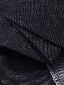 FRIFUL Women's Ruffle Tie Neck Loose Straight Casual Denim Dress - Blue - View 9